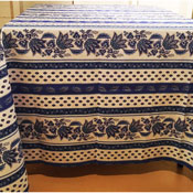 Square White & Blue Lisa Pattern Tablecloth