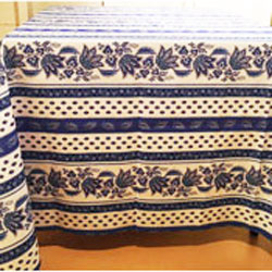 Square White & Blue Lisa Pattern Tablecloth